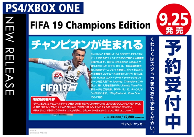 PS4/XBOX ONE　FIFA 19 Champions Edition