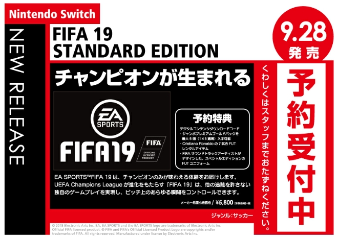 Nintedo Switch　FIFA 19 STANDARD EDITION
