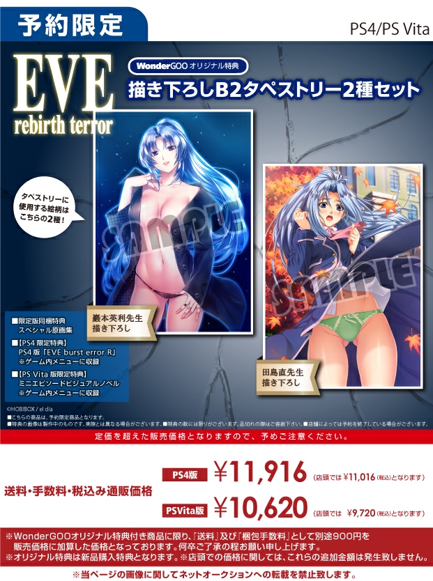 PS4/Vita　EVE rebirth terror【オリ特】描き下ろしB2タペストリー2種セット付き